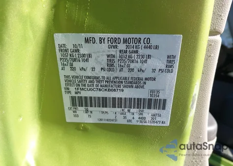 2012 Ford Escape Xls из США, поврежденный, VIN 1FMCU0C78CKB08719